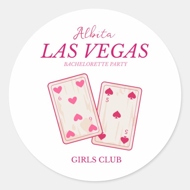 pink classic las vegas bachelorette classic round sticker (Front)