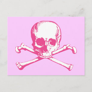 Pink Classic Skull and Crossbones Postcard