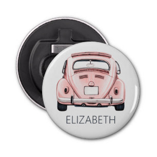 Pink Classic Vintage Buggy Bug Car Personalised Bottle Opener