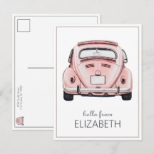 Pink Classic Vintage Buggy Bug Car Personalised