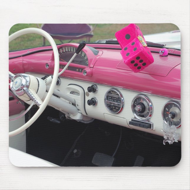 Pink Classic Vintage Car Mousepad (Front)