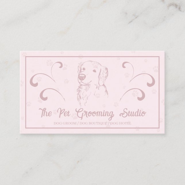 Pink Classy Style Pet Dog Golden Retriever Business Card (Front)