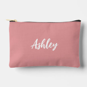 Pink clay calligraphy monogram accessory pouch