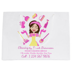 Pink Cleaning Housekeeper Utencils Shopping Bag