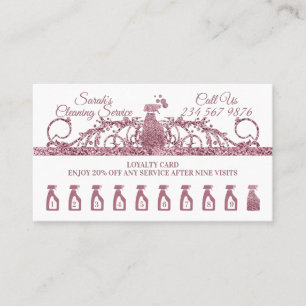 Pink Cleaning Maid Janitorial sparkle Housekeeping Loyalty Card
