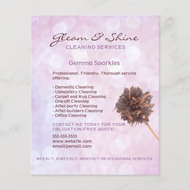 Pink Cleaning Services Flyer (Front)