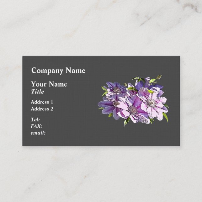 Pink Clematis Business Card (Front)
