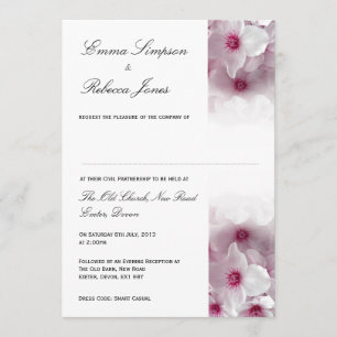 Pink Clematis - Civil Partnership Invitation