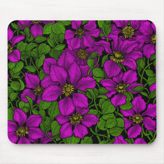 Pink Clematis vine Mouse Mat (Front)