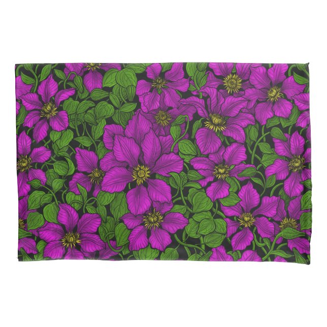 Pink Clematis vine Pillowcase (Front)