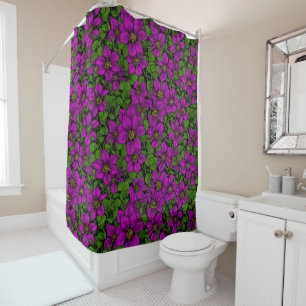 Pink Clematis vine Shower Curtain