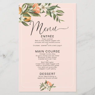 Pink Clementine Little Cutie Baby Shower Menu