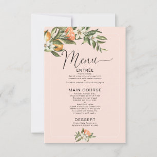 Pink Clementine Little Cutie Baby Shower Menu Invitation