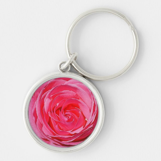 Pink Climbing Rose Key Ring (Front)