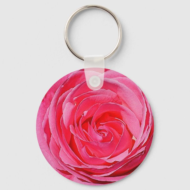 Pink Climbing Rose Key Ring (Front)