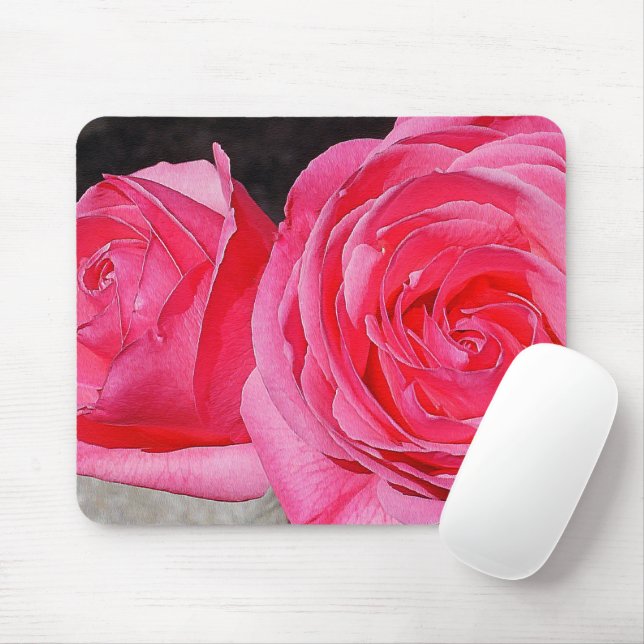 Pink Climbing Roses Mouse Mat (With Mouse)