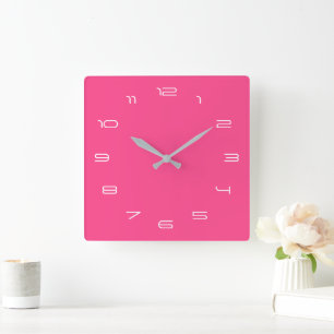Pink Clocks with Custom Colours Numbers Size Fonts