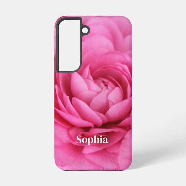 Pink Close-up Flower Personalised Samsung Galaxy S22 Case (Back)