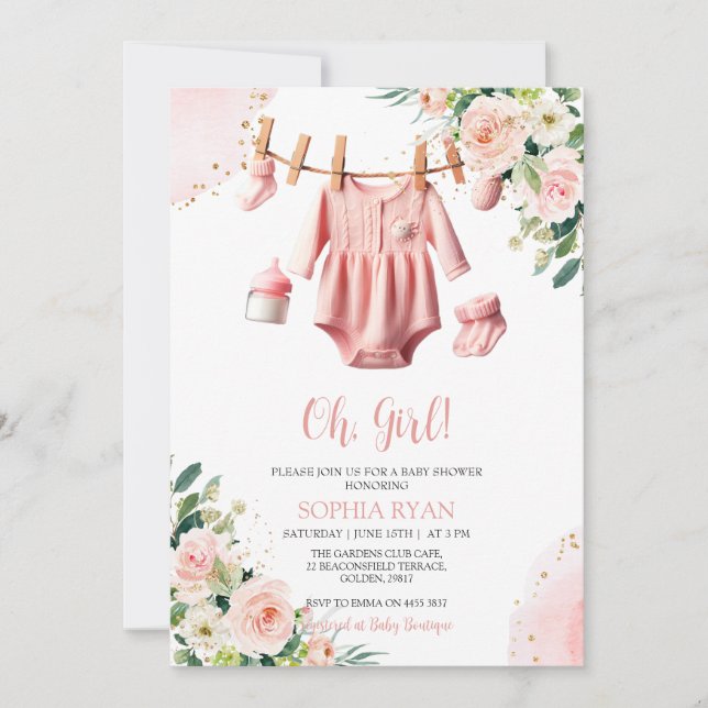 Pink clothes Baby Shower Invitation (Front)
