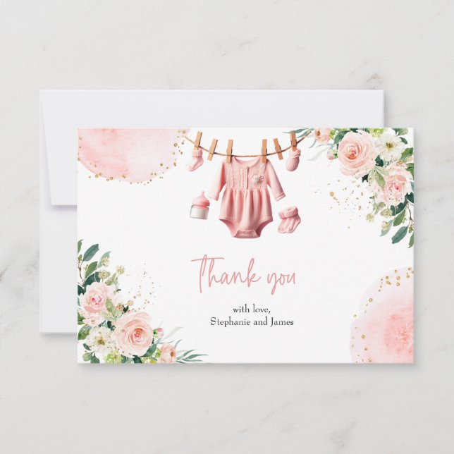 Pink clothes Thank you card (Front)