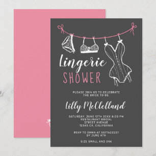 Pink clothesline chic lingerie bridal shower invitation