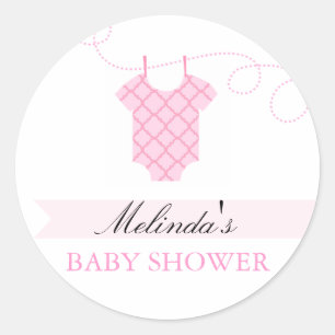 Pink clothesline Modern Baby Shower Sticker