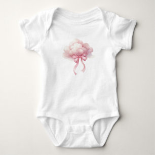 Pink cloud and bow  baby bodysuit