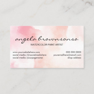 Pink Cloud Art Painting Abstract Brush Watercolor Business Card