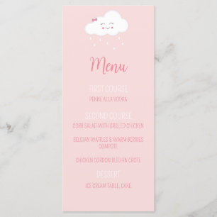 Pink Cloud Baby girl Shower Menu