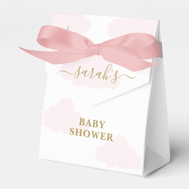Pink Cloud Baby Shower Girl Favour Box (Front Side)