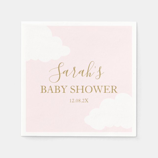 Pink Cloud Baby Shower Napkins (Front)