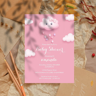 Pink Cloud Cute Baby Shower Invitation