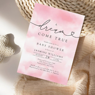 Pink Cloud Dream Come True Baby Shower Invitation