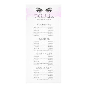 Pink Cloud Makeup Artist Eyelashes Price List Rack Card