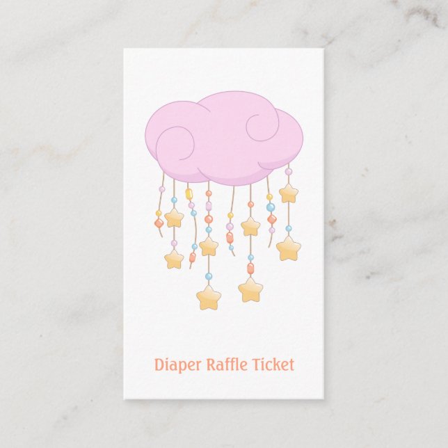 Pink Cloud Mobile Baby Shower Diaper Raffle Ticket Enclosure Card (Front)