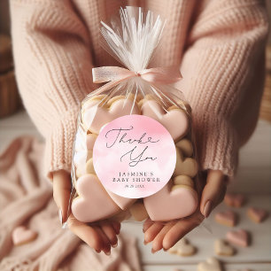 Pink Cloud Nine Baby Shower Favours Classic Round Sticker