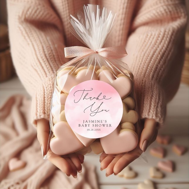 Pink Cloud Nine Baby Shower Favours Classic Round Sticker (Creator Uploaded)