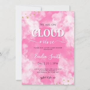 Pink cloud nine  baby shower invitation