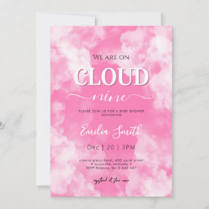 Pink cloud nine Girl baby shower Invitation