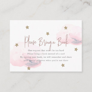 Pink Cloud & Star Baby Shower Please Bring a Book Enclosure Card