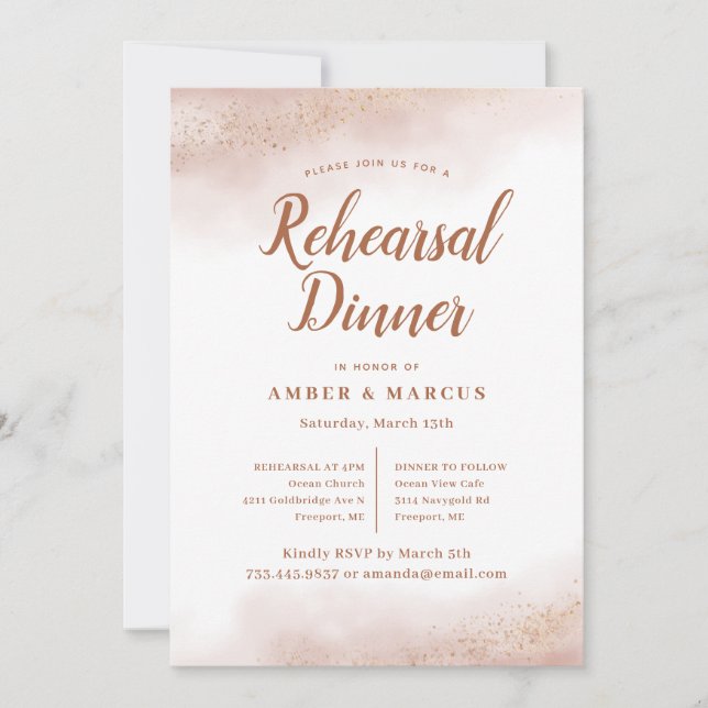 Pink Cloud Wedding Rehearsal Dinner Invitation (Front)
