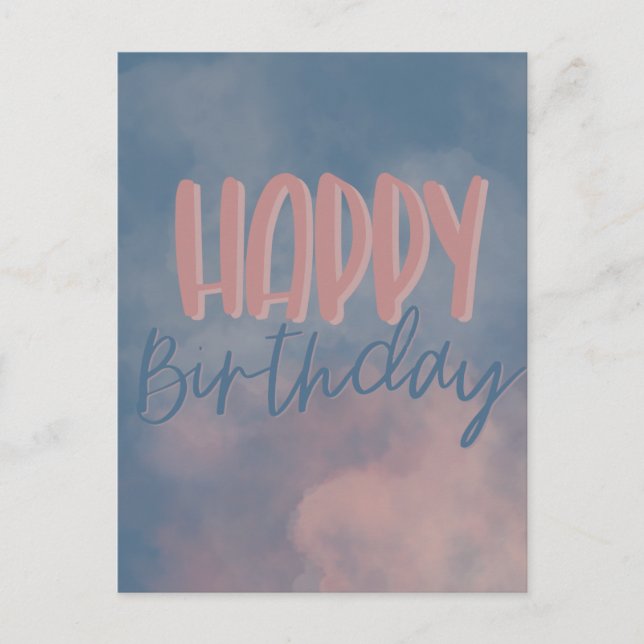 Pink Clouded Sky Happy Birthday   Postcard (Front)