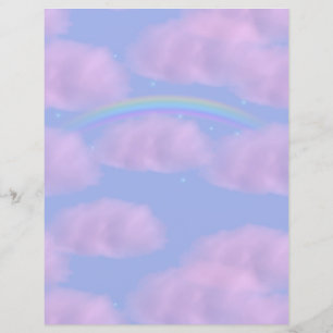 Pink Clouds and Rainbow Scrapbook Paper