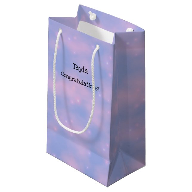 Pink Clouds and Stars Personalised Gift Bag (Front Angled)