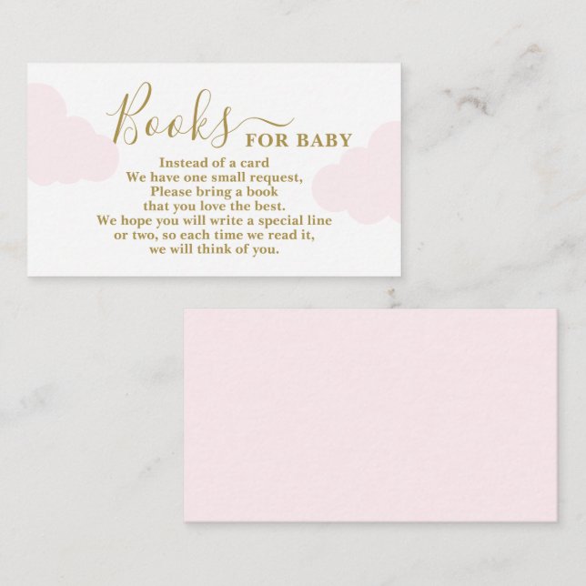 Pink Clouds Baby Shower Books for Baby Card (Front/Back)