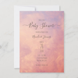 Pink Clouds Dreamy Celestial Sky Baby Shower   Invitation