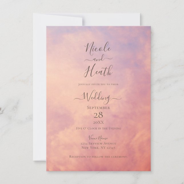 Pink Clouds Dreamy Celestial Sky Wedding    Invitation (Front)