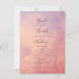 Pink Clouds Dreamy Celestial Sky Wedding    Invitation