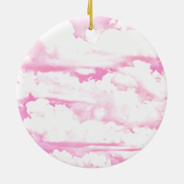 Pink Clouds Fashion Background Ceramic Tree Decoration (Back)
