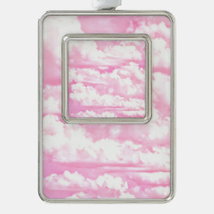 Pink Clouds Fashion Background Silver Plated Framed Ornament